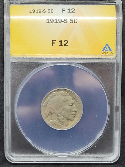 1919-S ANACS Fine 12 Buffalo Nickel