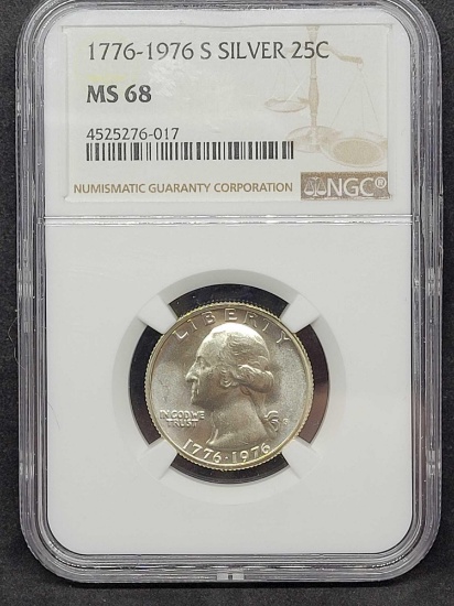 1976-S NGC MS68 Silver 40% Washington Quarter
