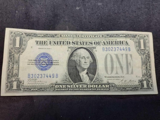 1928-A $1 Silver Certificate Monopoly Money Funny Back Grades Crispy Very Fine+++