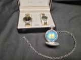 Geneva Quartz His Hers Gold and Silvertone collection Relic Folio pocket watch