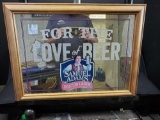 Framed Samuel Adams Boston Lager mirror sign.