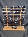 Wood Sunglass Display Rack with 14 Glasses