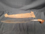 Vintage Steel Wood Machete Wood Sheath