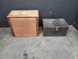 2 wooden storage boxes.