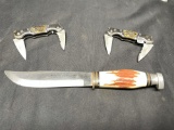 Precise Silver Eagle Japan Made Bone Handle Knife and 2 Mini Knives