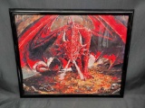 Framed Dragon Painting on Canvas