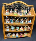Lenox Disney Porcelain Thimble Miniature Figurine Collection with Display Shelf