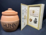 Disney Watch Collectors Club Series VI Orange Brown Hunny Pot Ceramic Jar And Membership Gift Set.