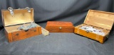 Wooden Boxes Filled with Headphones and Incense