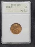 1936-S ANACS MS65 Red Lincoln Wheat Cent Very Early Second-Generation Holder PK7816