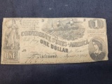 1862 $1 Confederate States of America Note, Rare Currency