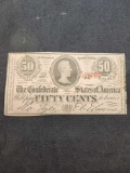 1863 .50 Cent Confederate States of America Note