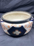 Late 19th Century English Imari Style Porcelain Silver Plated Rim Bowl