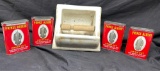 Vintage Ceramic Subway Toilet Paper Holder and Prince Albert Tobacco Tins.