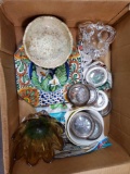 Unique bowl. Plate and glassware. Coasters