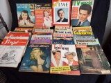 Box of vintage magazines and some books.