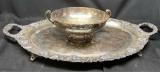 Silver Plated Bowl and Serving Tray