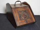 Vintage wooden bread box with metal insert.