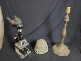 Carl Zeiss. Jena Microscope. Lamp body without cord. Vintage small lampshade.
