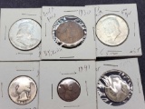 Silver Coin Lot Franklins BU+ Kennedy old Collectable coins 1.25 Face Value Silver 6 coins
