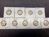 1935 to 1938 Date and Mintmark Run of High-Grade Buffalo Nickels 9 Different Coins