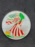 1999 American Silver Eagle Painted Liberty 1 Ounce Silver Round. Gem Brilliant Uncirculated