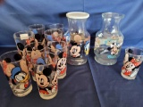 Disney Pitcher and Glasses 11 Units