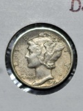 1944-D Mercury Dime Rare Double Die of the Date Almost Uncirculated