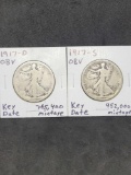 1917-D and 1917-S Walking Liberty Halves with Obverse Mintmarks, Rare Varieties and Key Dates