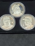 .999 Silver Three Ounce Coin Collection of Home Run Heroes Ruth, Maris, McGuire Limited Edition