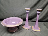 Lavendar Milkglass Cosole Table set 3pc