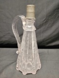 Late 1800s Cruet Amythist Crackle glass w lid