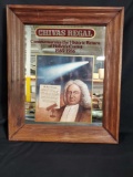 Framed mirror with memorabilia of Hailley's Comet picture