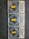 Lot of 3 Anacs Proof 70 Certified DCAM 2011 Presidential Gold Dollars Grant Hayes Garfield