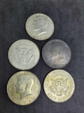 Kennedy Silver Half lot of 5 40% silver coins 2.50 Face value mixed dates