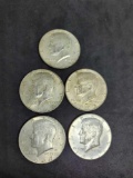 Kennedy Silver Half lot of 5 40% Silver coins 2.50 face Value Mixed Dates