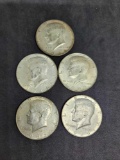 Kennedy Silver Half lot of 5 40% Silver coins 2.50 Face Value Mixed Dates