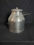 De Laval metal container with lid.