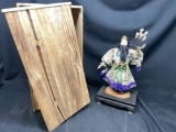 Japanese Antique Jinmu Tenno doll, 1930's with Wooden Crate.
