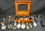 Wooden Box Full of Watches Fossil Citizen