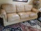 Camel colored Leather couch w matching ottoman