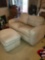 Lane Leather Loveseat W ottoman Cream colored