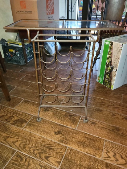 Wrought Iron and Glass Wine rack table