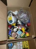 Box of Wallpaper Car wax rags misc