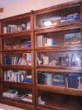 Pair of Lawyers Oak book shelves with pull up glass doors Both are One piece