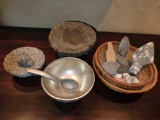 Molcajete and Silvertone bowl Stone Indian heads