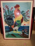 Lg framed watercolor of Rooster signed