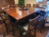 Wood Kitchen Table 5ft by 5ft with leaf and 8 chairs