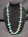 Chunky Turquoise and white shell Necklace