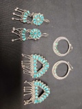 Three pairs Silver Turquoise earrings